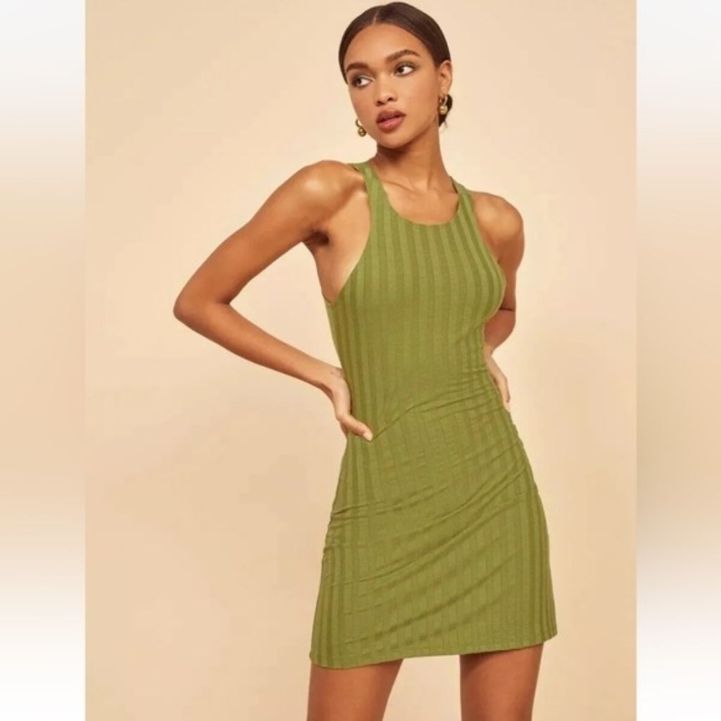 Reformation Mel Green Mini Dress Size Xl